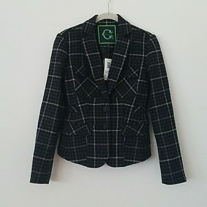 C Wonder fitted plaid blazer jacket
